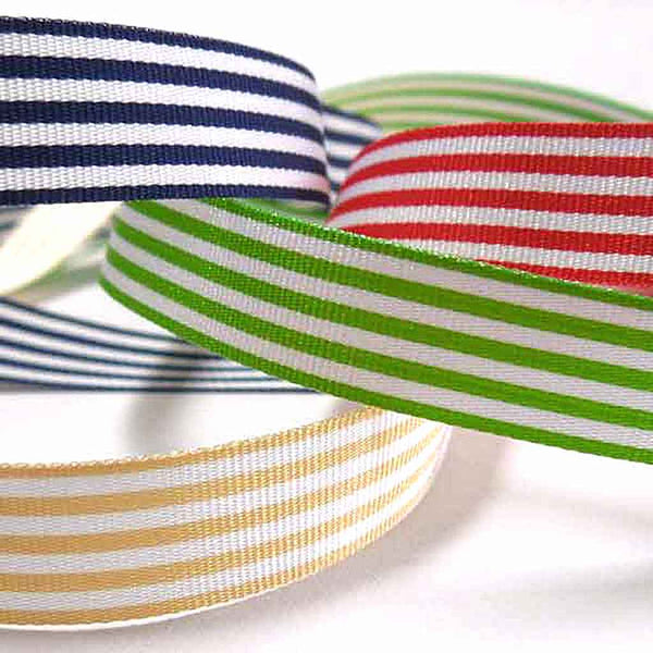 Striped Ribbon - Meadow Green - Berisfords - 9mm - 16mm - 25mm