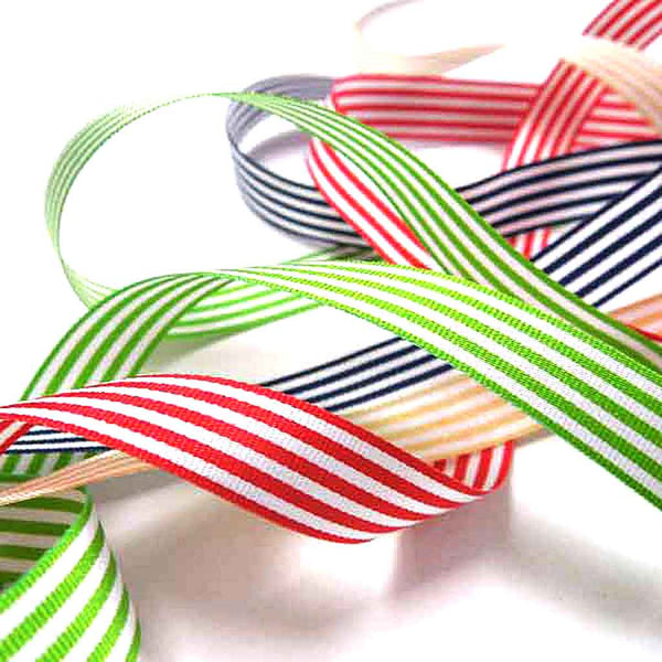 Striped Ribbon - Meadow Green - Berisfords - 9mm - 16mm - 25mm