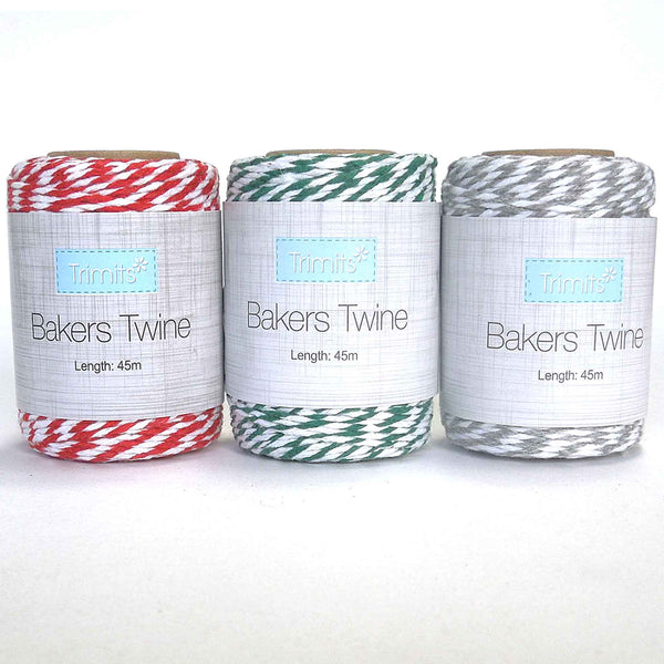 3mm Bakers Twine - Green and White - Wooden Spool - 45 Metres