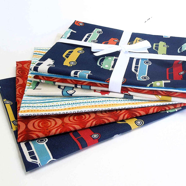 Navy Cars Fat Quarter Bundle - Andover - Edyta Sitar Sweet Ride Collection