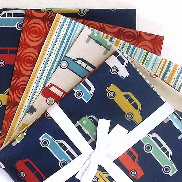 Navy Cars Fat Quarter Bundle - Andover - Edyta Sitar Sweet Ride Collection