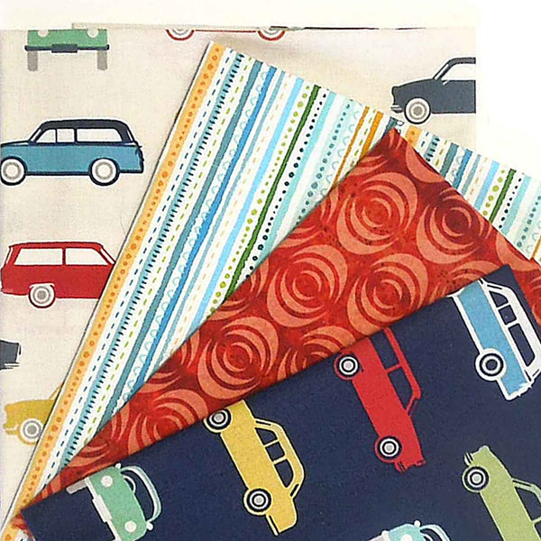 Navy Cars Fat Quarter Bundle - Andover - Edyta Sitar Sweet Ride Collection