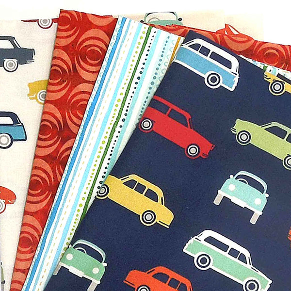 Navy Cars Fat Quarter Bundle - Andover - Edyta Sitar Sweet Ride Collection