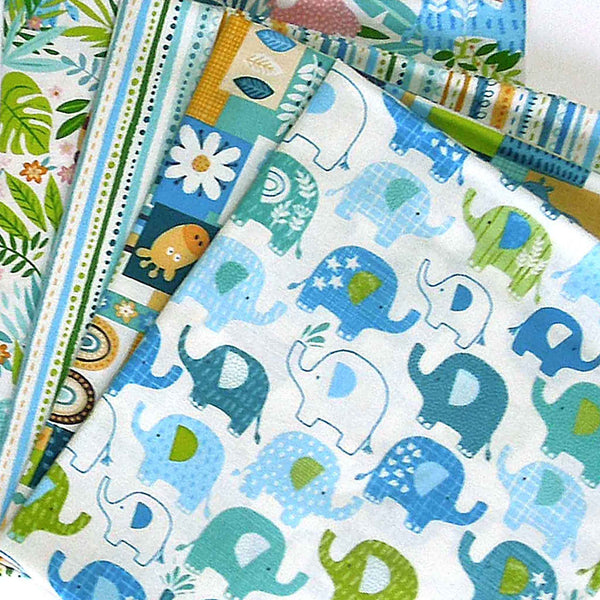 Blue Jungle Fat Quarter Bundle - Makower - In the Jungle Collection