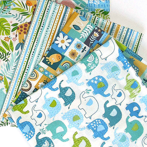 Blue Jungle Fat Quarter Bundle - Makower - In the Jungle Collection