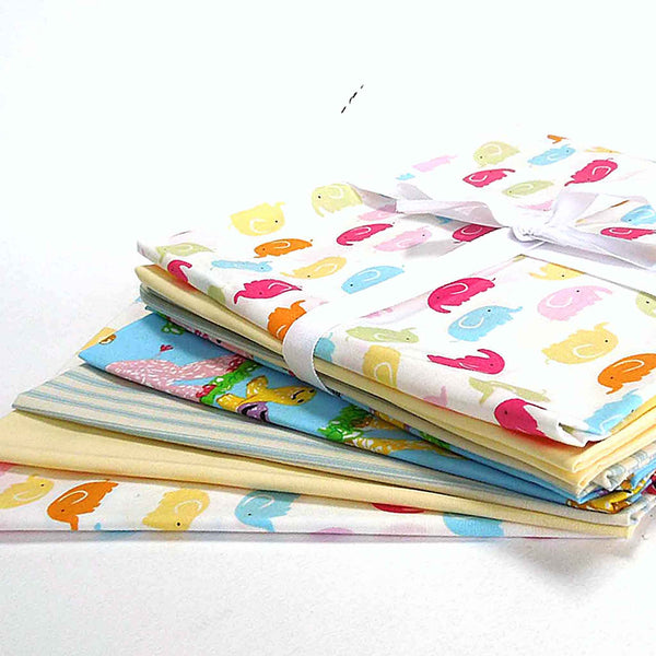 Little Elephants and Blue Jungle Animals Fat Quarter Bundle - Rose & Hubble - Cotton Poplin