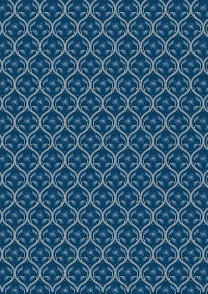 Brensham - Lewis and Irene - Floral Trellis on Dark Blue A752.3 - Cotton Fabric