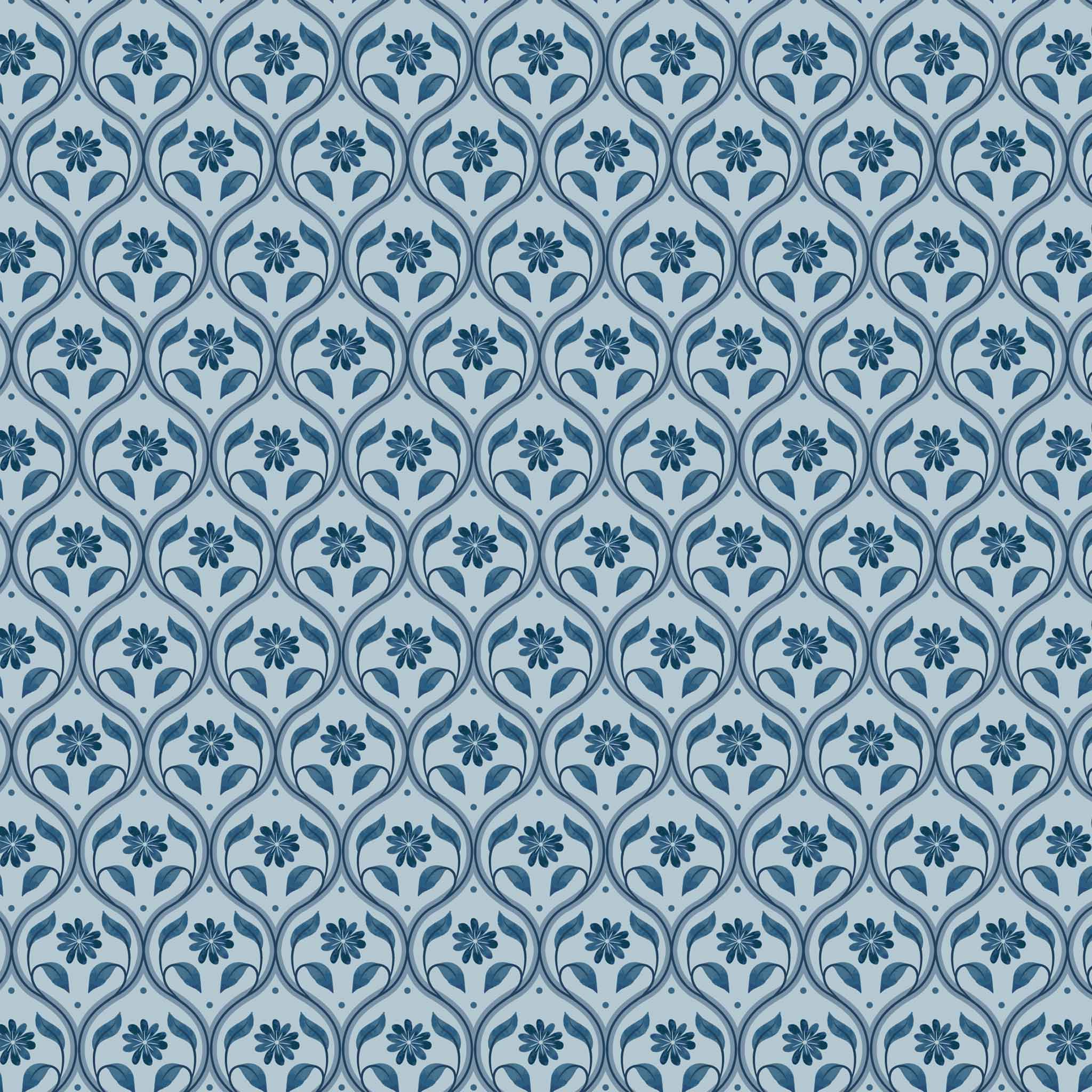 Brensham - Lewis and Irene - Floral Trellis on French Grey A752.2 - Cotton Fabric