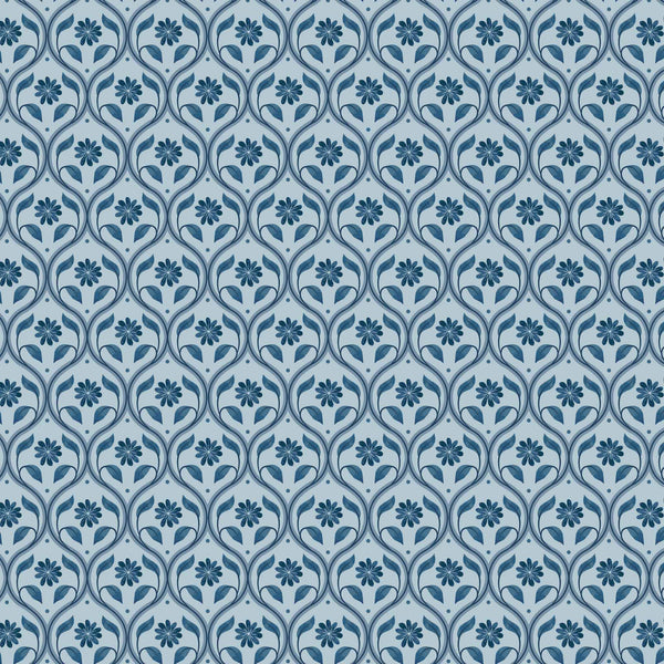 Brensham - Lewis and Irene - Floral Trellis on French Grey A752.2 - Cotton Fabric