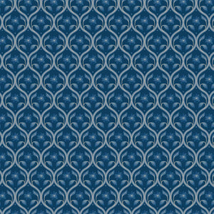 Brensham - Lewis and Irene - Floral Trellis on Dark Blue A752.3 - Cotton Fabric