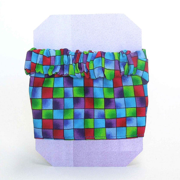 Scrunchie - Hairband - Bandana - Blue Checks- Organza Gift Bag - Handmade in Pure Cotton