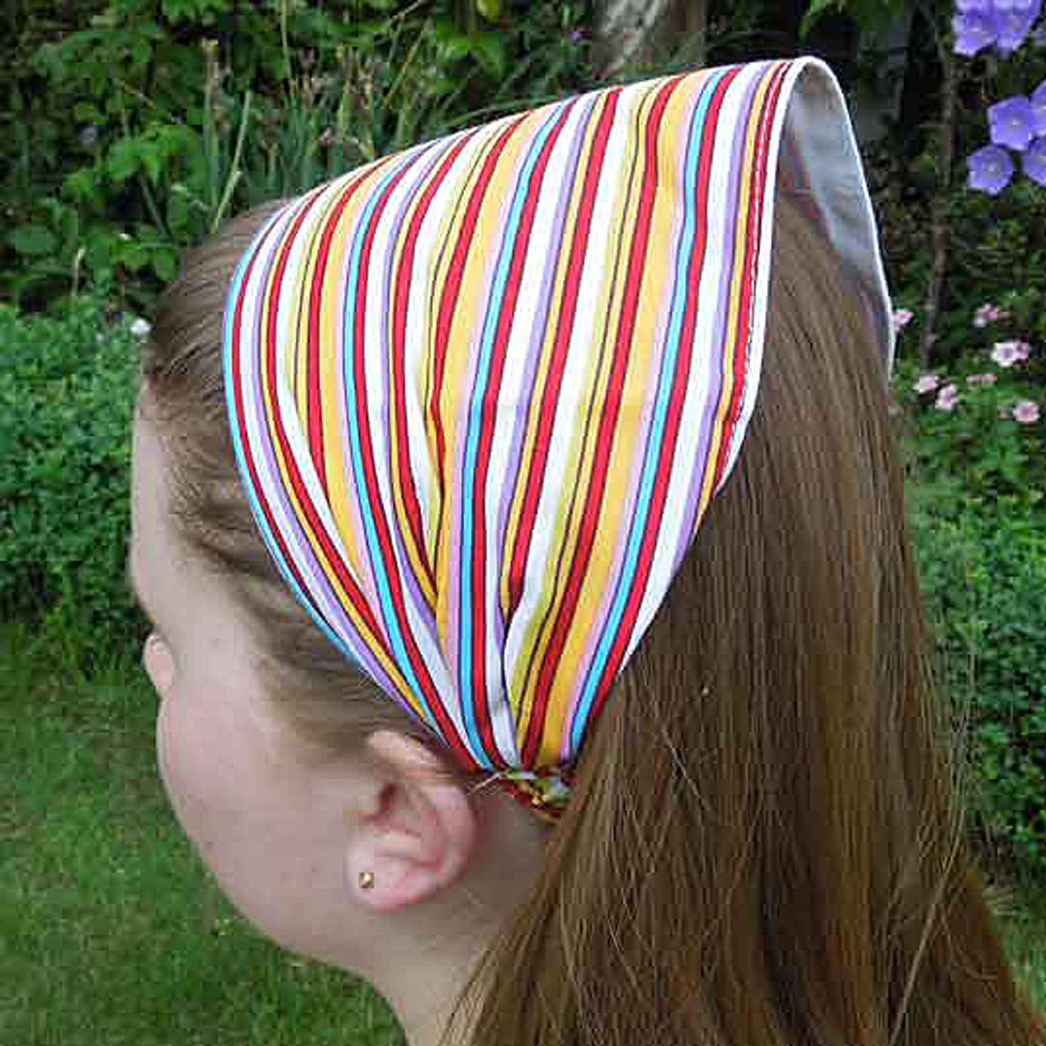 Scrunchie - Hairband - Bandana - Bright Stripes - Organza Gift Bag - Handmade in Pure Cotton