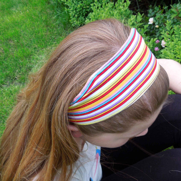 Scrunchie - Hairband - Bandana - Bright Stripes - Organza Gift Bag - Handmade in Pure Cotton