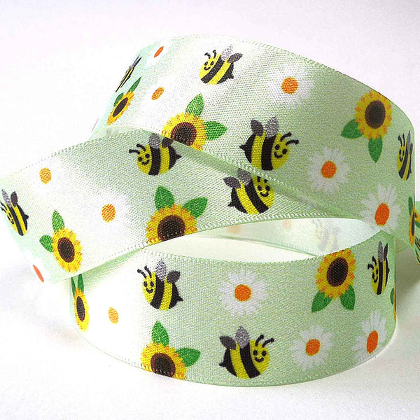 25mm Bumble Bee Double Sided Satin Ribbon - Berisfords