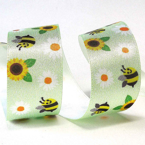 25mm Bumble Bee Double Sided Satin Ribbon - Berisfords