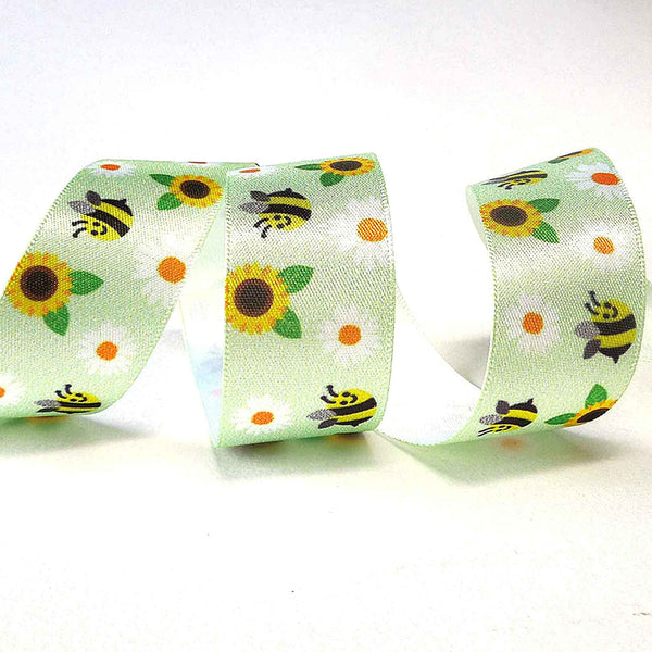 25mm Bumble Bee Double Sided Satin Ribbon - Berisfords