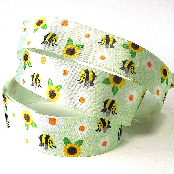 25mm Bumble Bee Double Sided Satin Ribbon - Berisfords