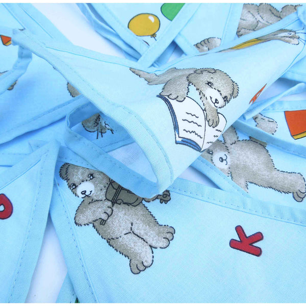 Cotton Bunting - Blue Teddy ABC - Handmade