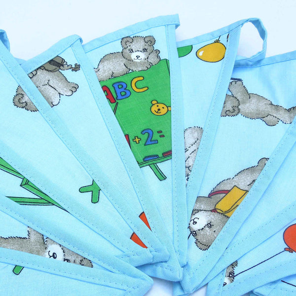 Cotton Bunting - Blue Teddy ABC - Handmade