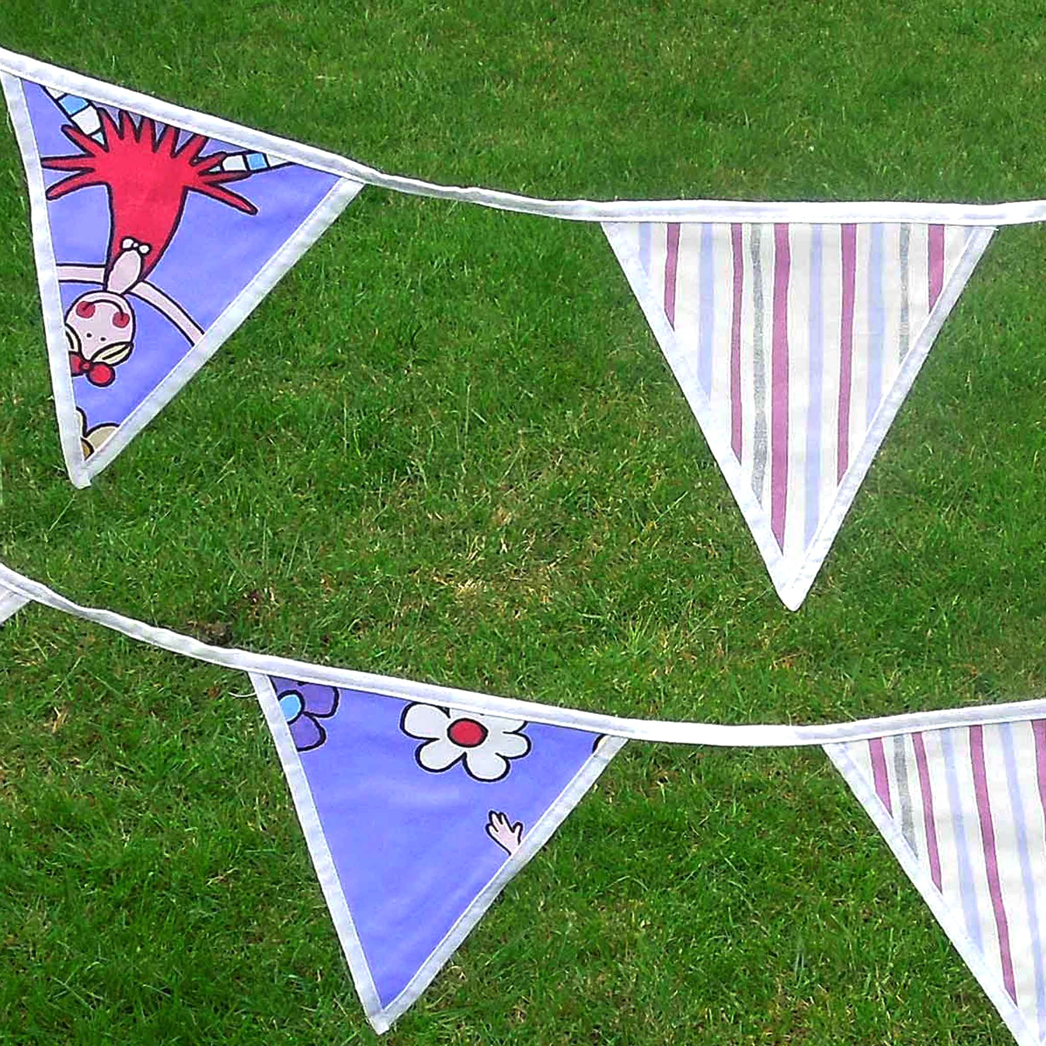 Cotton Bunting -Lilac Ballerinas and Stripes - Handmade