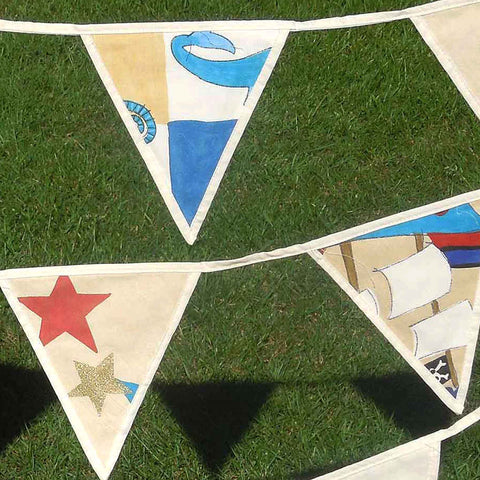 Cotton Bunting - Cream Pirate and Treasure Island - Handmade