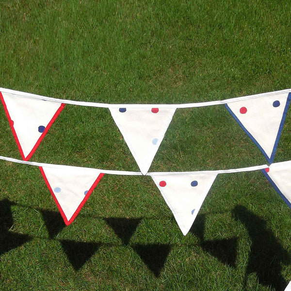 Cotton Bunting - Dotty- Red - White - Blue - Handmade