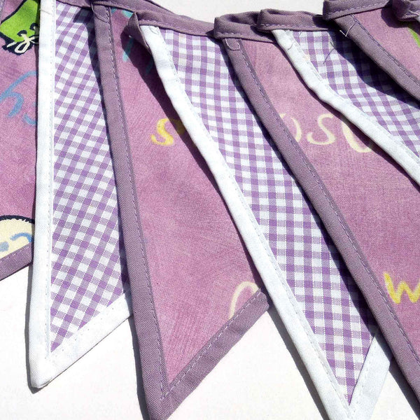 Cotton Bunting - Lilac Nursery Rhyme and Gingham - Handmade