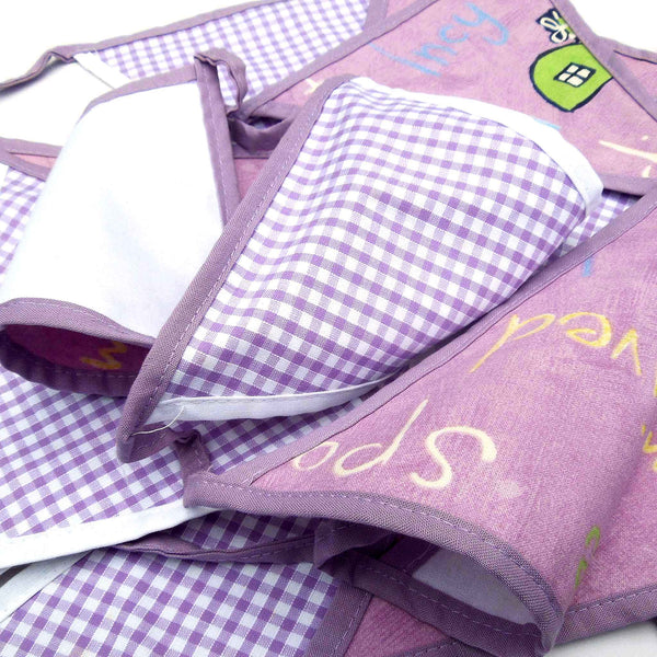 Cotton Bunting - Lilac Nursery Rhyme and Gingham - Handmade