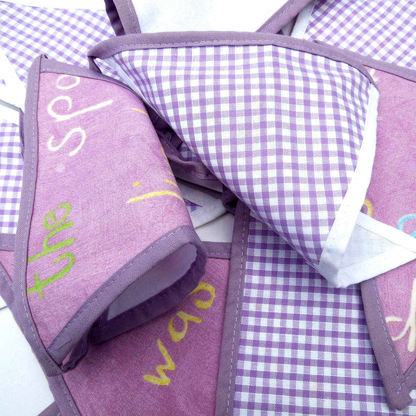 Cotton Bunting - Lilac Nursery Rhyme and Gingham - Handmade