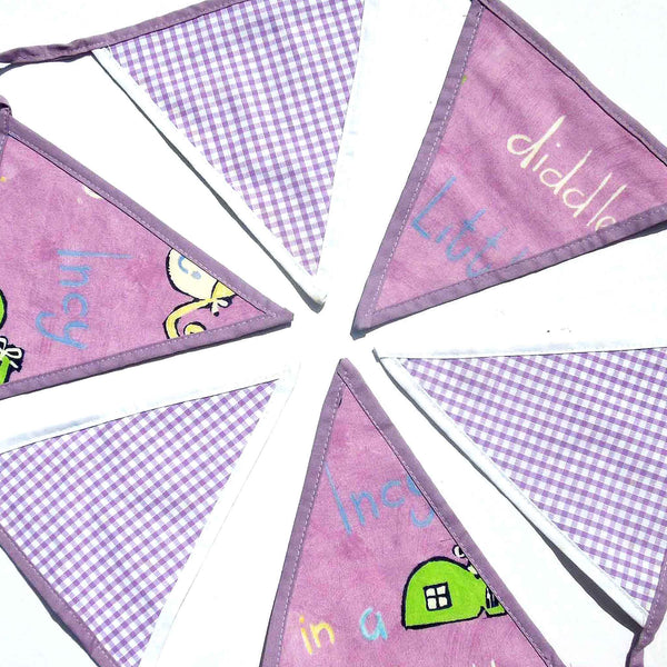 Cotton Bunting - Lilac Nursery Rhyme and Gingham - Handmade