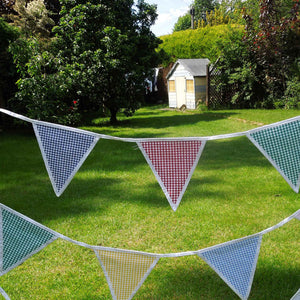 Cotton Bunting - Gingham Multicoloured - White Edging - Handmade