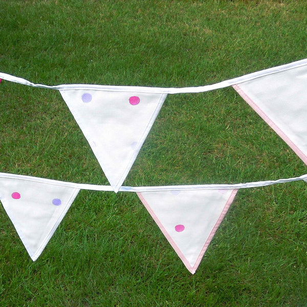 Cotton Bunting - Dotty- Pink - White - Lilac - Handmade