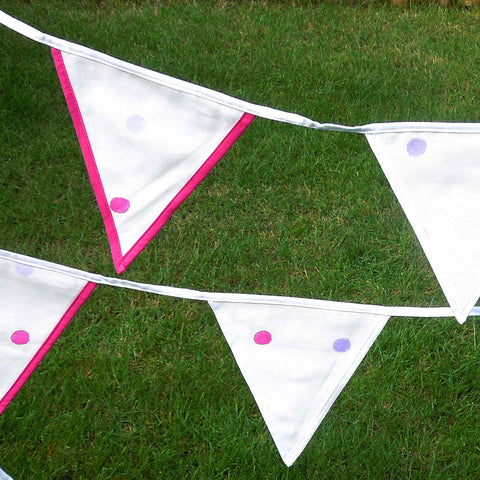 Cotton Bunting - Dotty- Pink - White - Lilac - Handmade