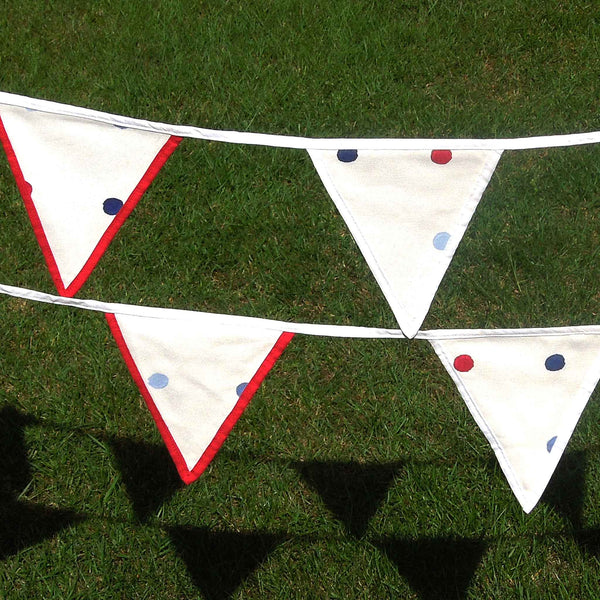 Cotton Bunting - Dotty- Red - White - Blue - Handmade