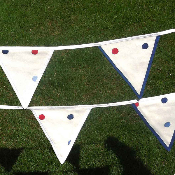 Cotton Bunting - Dotty- Red - White - Blue - Handmade