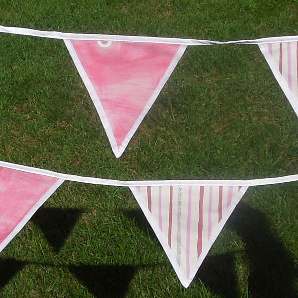 Cotton Bunting - Pink Numbers and Stripes - Handmade