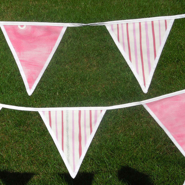 Cotton Bunting - Pink Numbers and Stripes - Handmade