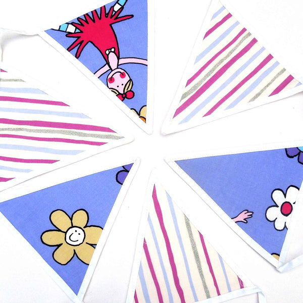 Cotton Bunting -Lilac Ballerinas and Stripes - Handmade