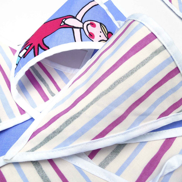 Cotton Bunting -Lilac Ballerinas and Stripes - Handmade