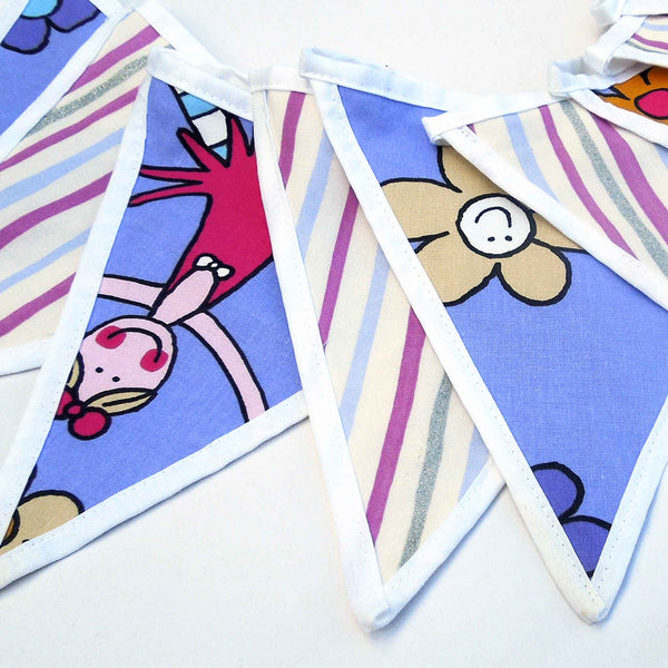 Cotton Bunting -Lilac Ballerinas and Stripes - Handmade