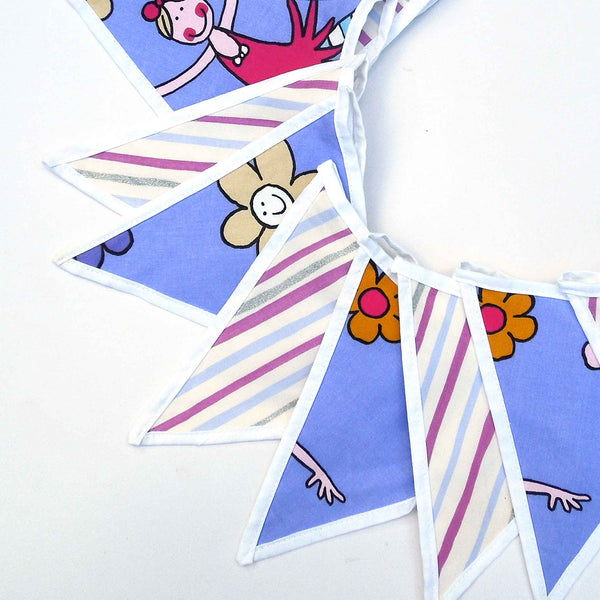 Cotton Bunting -Lilac Ballerinas and Stripes - Handmade