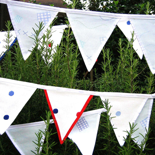 Cotton Bunting - Dotty- Red - White - Blue - Handmade