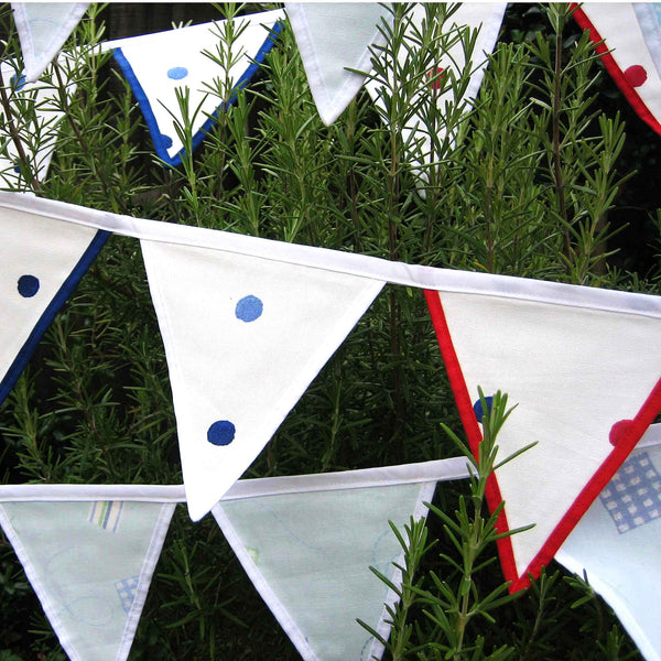 Cotton Bunting - Dotty- Red - White - Blue - Handmade