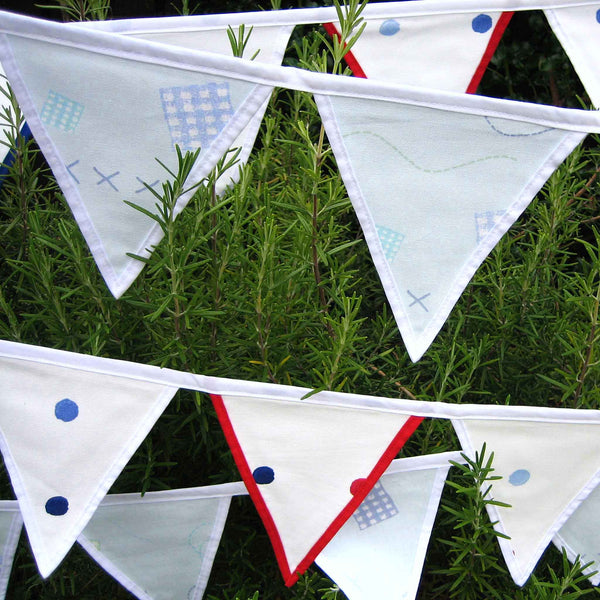 Cotton Bunting - Dotty- Red - White - Blue - Handmade