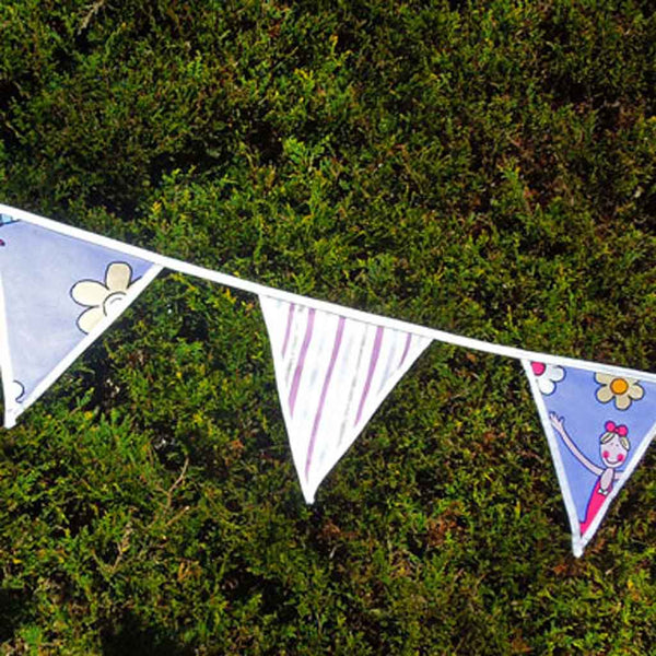 Cotton Bunting -Lilac Ballerinas and Stripes - Handmade