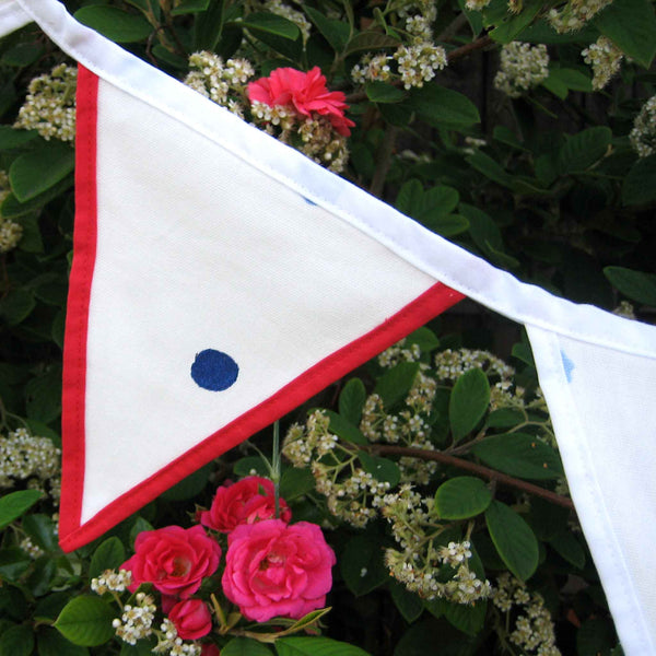 Cotton Bunting - Dotty- Red - White - Blue - Handmade