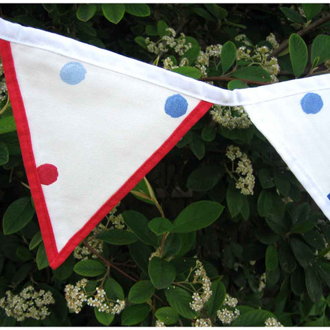 Cotton Bunting - Dotty- Red - White - Blue - Handmade