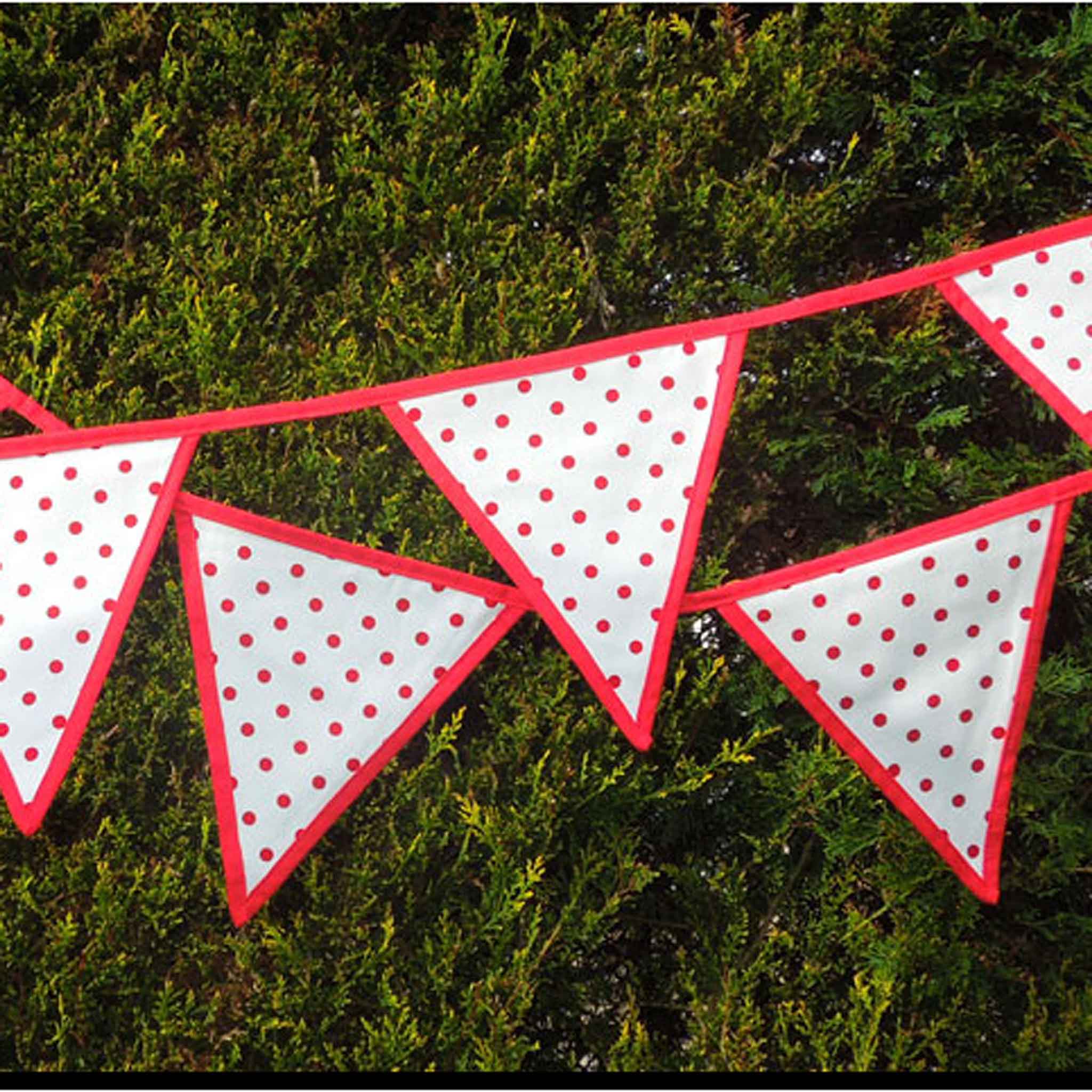 Cotton Bunting - Red on White - Red Edging - Handmade