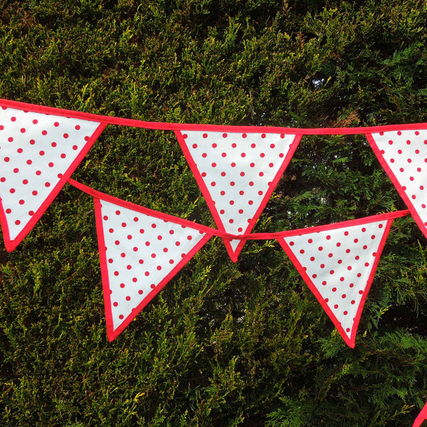 Cotton Bunting - Red on White - Red Edging - Handmade