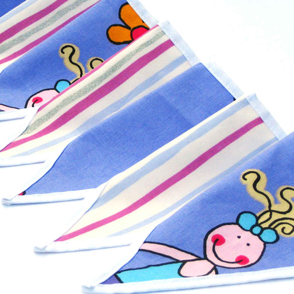 Cotton Bunting -Lilac Ballerinas and Stripes - Handmade